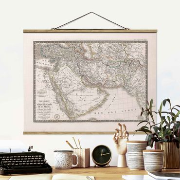 Tableau en tissu avec porte-affiche - Vintage Map In The Middle East - Format paysage 4:3