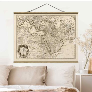 Tableau en tissu avec porte-affiche - Vintage Map The Middle East - Format paysage 4:3