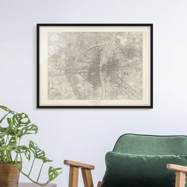 Framed poster - Vintage Map Paris