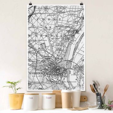 Poster - Vintage Map St Germain Paris