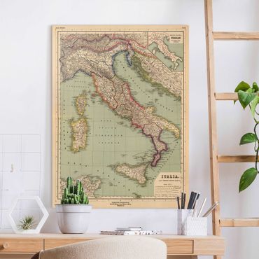 Tableau sur toile - Vintage Map Italy