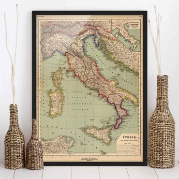 Framed poster - Vintage Map Italy