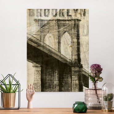 Tableau en verre - Vintage NY Brooklyn Bridge