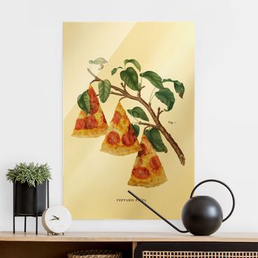 Tableau en verre - Vintage Plant - Pizza - Format portrait