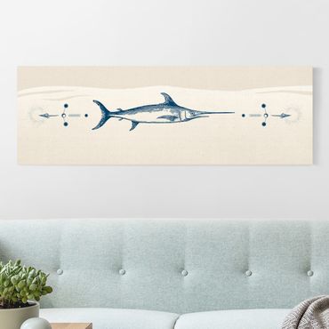Tableau sur toile naturel - Vintage Swordfish - Panorama 3:1