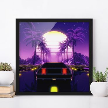 Poster encadré|Vintage Video Car With Palm Trees