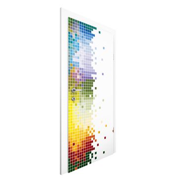 Papier peint pour porte - Brightly Colored Pixels