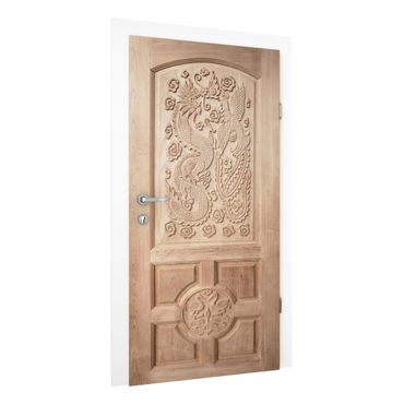 Papier peint pour porte - Carved Asian Wooden Door From Thailand