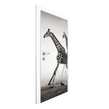Papier peint pour porte - Giraffe Hunt