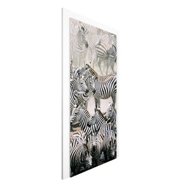 Papier peint pour porte - Zebra Herd