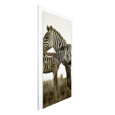 Papier peint pour porte - Zebra Couple