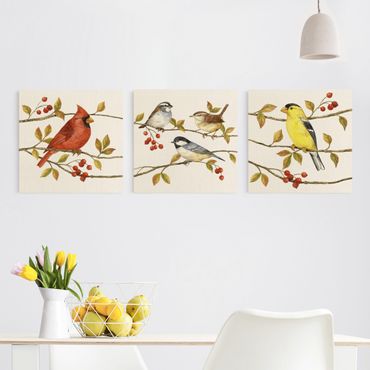 Impression sur toile - Birds And Berries Set