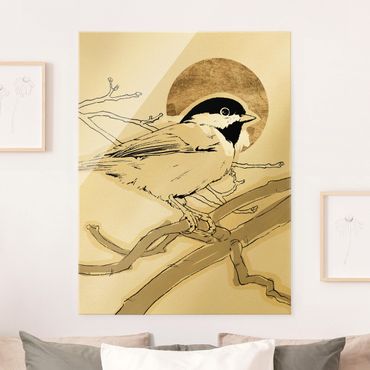 Tableau en verre - Golden Sun Behind Bird I - Format portrait