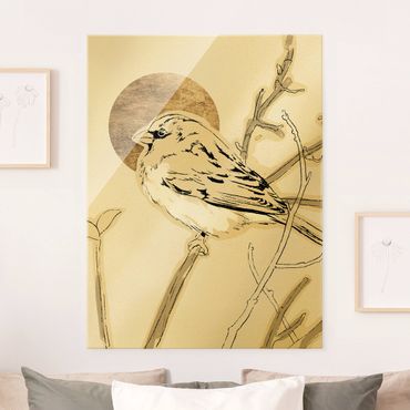 Tableau en verre - Golden Sun Behind Bird IV - Format portrait