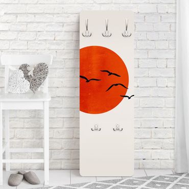 Porte-manteau - Flock Of Birds In Front Of Red Sun I