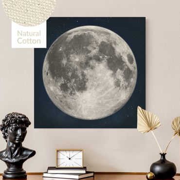 Tableau sur toile naturel - Full Moon In Starry Skies - Carré 1:1