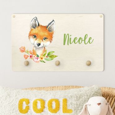 Porte-manteau enfant - Forest Animal Baby Fox With Customised Name