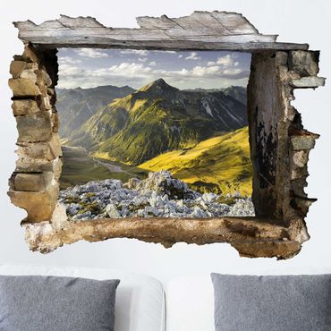 Sticker mural 3D - Mountains And Valley Of The Lechtal Alps In Tirol