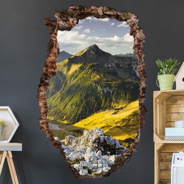 Sticker mural 3D - Mountains And Valley Of The Lechtal Alps In Tirol