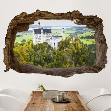 Sticker mural 3D - Neuschwanstein Castle Panorama