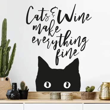 Sticker mural - Cats And Wine make Everything Fine