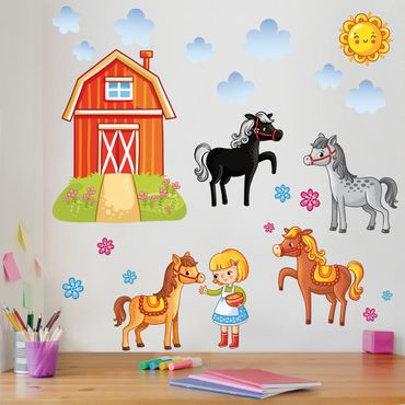 Sticker mural - Farm Set with Horses