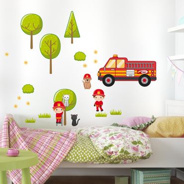 Sticker mural - Firefighter Set with Cats