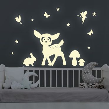 Sticker mural phosphorescent - Wall Decal Night Glow Set Animal In the Forest