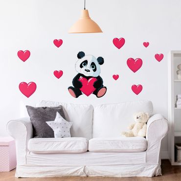 Sticker mural pour enfants - Panda With Hearts