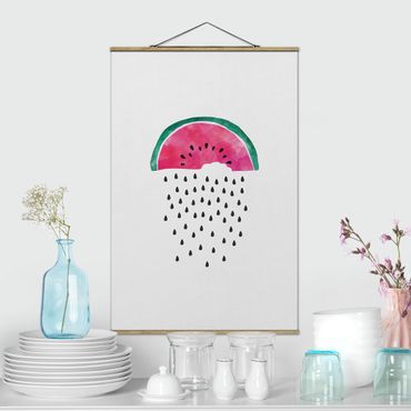 Tableau en tissu avec porte-affiche - Watermelon Rain - Format portrait 2:3