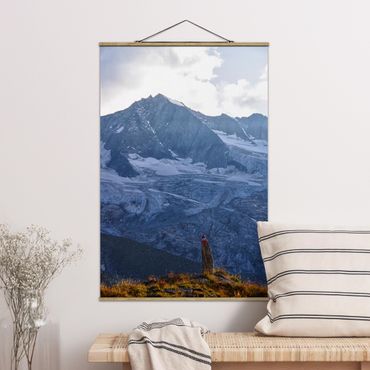 Tableau en tissu avec porte-affiche - Marked Path In The Alps - Format portrait 2:3