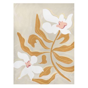 Impression sur toile - Fleurs blanches avec feuilles jaunes - Format portrait 3:4