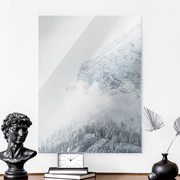 Tableau en verre - White Fog In The Mountains - Format portrait