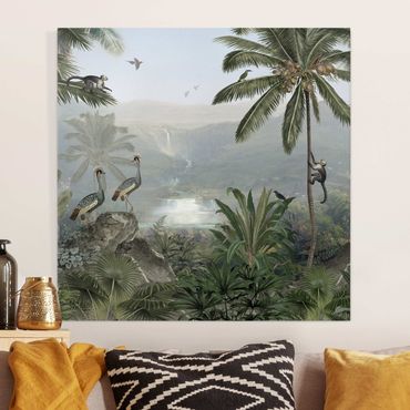 Impression sur toile - Vue étendue sur les profondeurs de la jungle - Carré 1:1