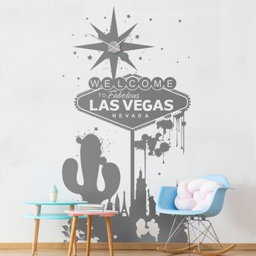 Sticker mural horloge - Welcome to Las Vegas