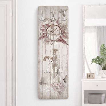 Porte-manteau mural vintage - Welcome with Butterfly