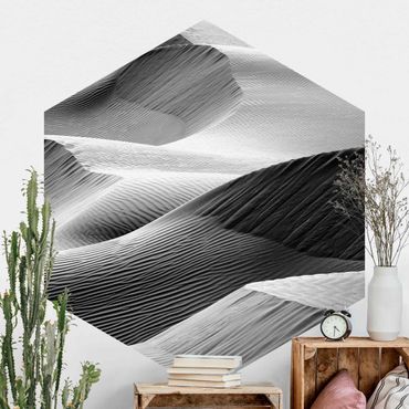 Papier peint hexagonal autocollant avec dessins - Wave Pattern In Desert Sand