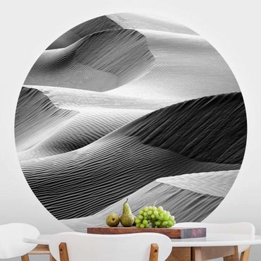 Papier peint rond autocollant - Wave Pattern In Desert Sand