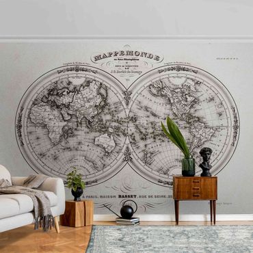 Metallic wallpaper - World Map - French Map Of The Hemisphere From 1848