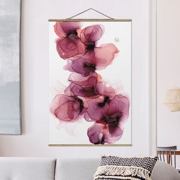 Tableau en tissu avec porte-affiche - Wild Flowers In Purple And Gold - Format portrait 2:3