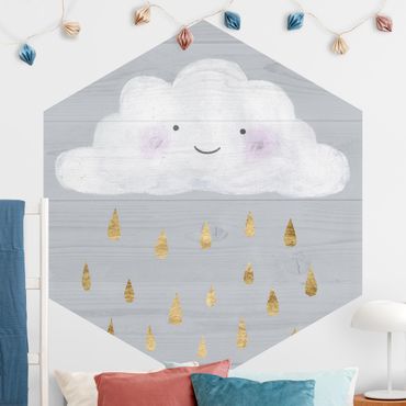 Papier peint hexagonal autocollant avec dessins - Cloud With Golden Raindrops