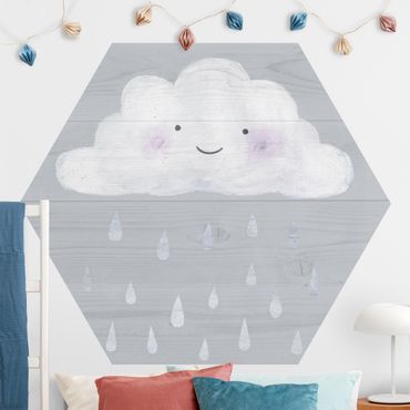 Papier peint hexagonal autocollant avec dessins - Cloud With Silver Raindrops