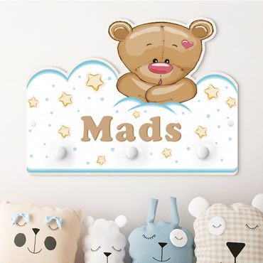 Porte-manteau enfant - Clouds Teddy With Customised Name