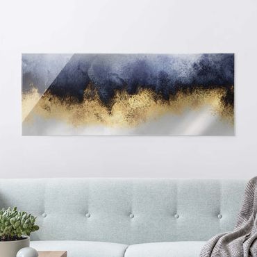 Tableau en verre - Cloudy Sky With Gold - Panorama