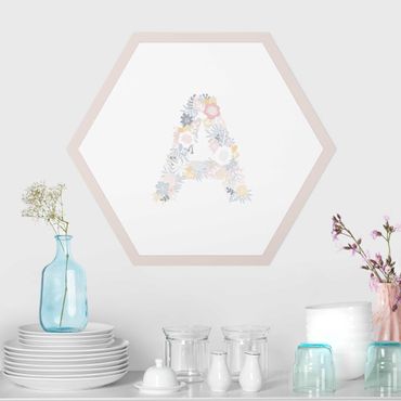 Hexagone en alu Dibond - Desired Letter Flower Pastel