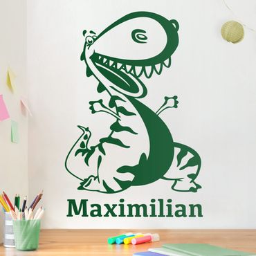 Sticker mural texte personnalisé - Dinosaur With Customised Name