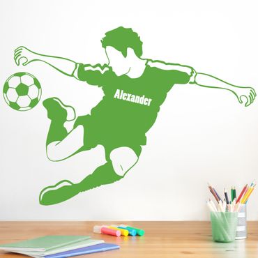 Sticker mural texte personnalisé - Customised text soccer player kicks