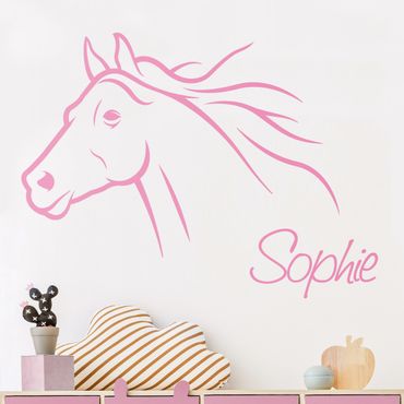 Sticker mural texte personnalisé - Horse With Customised Name