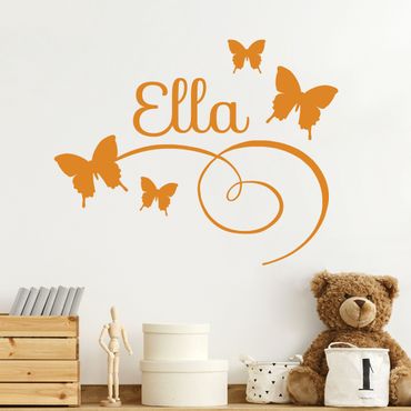 Sticker mural texte personnalisé - Butterflies With Customised Name