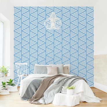 Papier peint - Zigzag Triangle Pattern In Blue